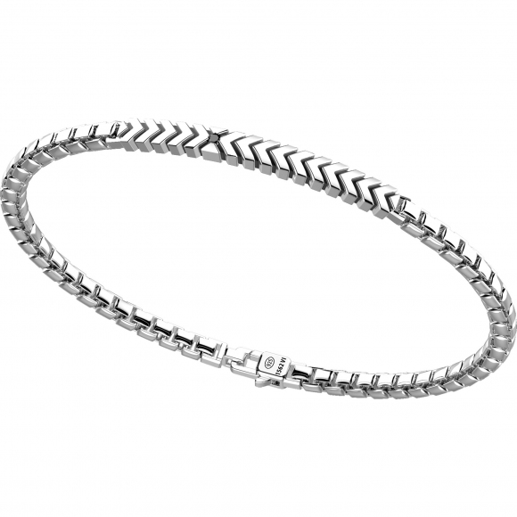 Bracciale Zancan in argento 925 a catena con piastra centrale e zircone nero