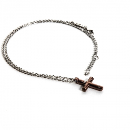 Men's Cesare Paciotti 4us steel necklace with satin cross and zircon