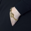 Bracciale Lorenzo Ungari in bronzo dorato con doppia catena e dettaglio ricamato