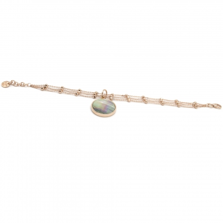 Triple chain steel Labriola bracelet with mother-of-pearl pendant