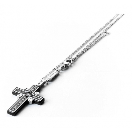 Men's Cesare Paciotti 4us steel necklace with pendant cross with zircons