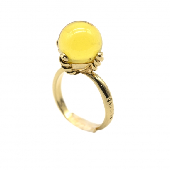 Anello Labriola dorato con pietra giallo citrino