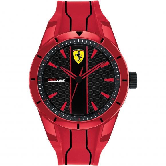 Orologio Ferrari con cinturino rosso in caucciù e dettagli neri