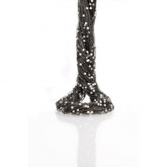 Collana Eclat in argento 925 formata da fili in tessuto e perle