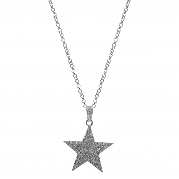 Collana Fogi girocollo in argento con stella con zirconi bianchi