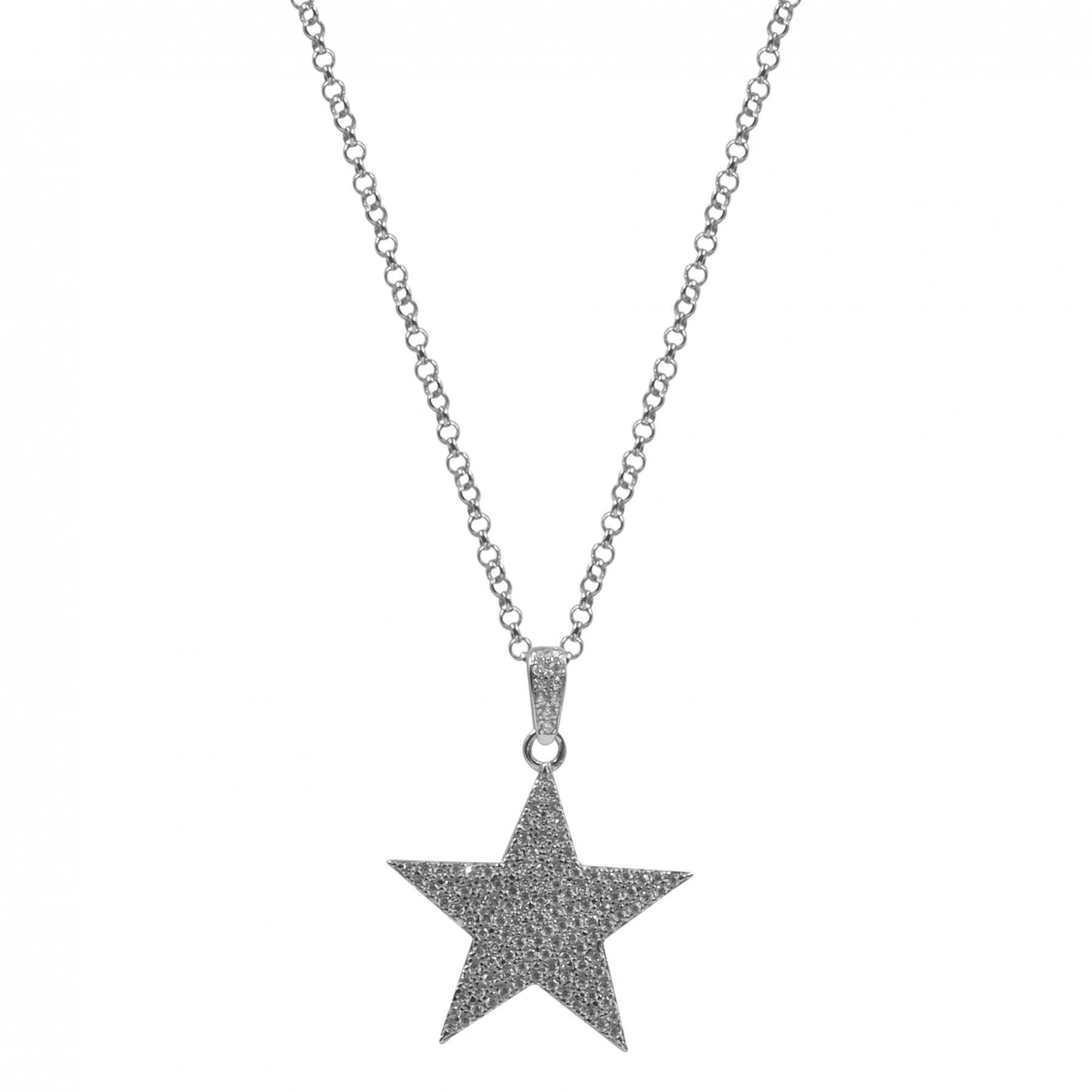 Collana Fogi girocollo in argento con stella con zirconi bianchi