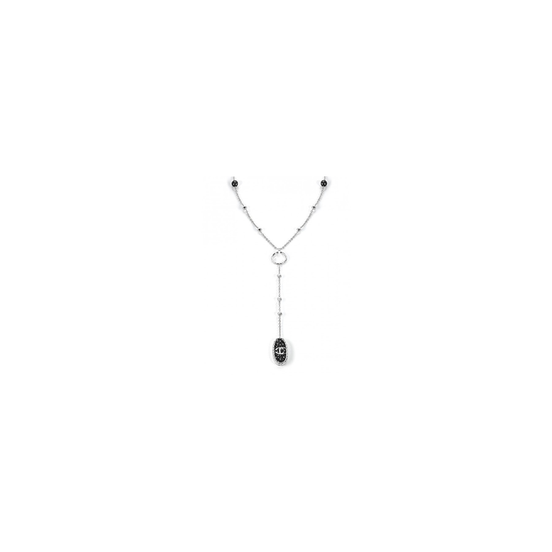 Collana Just Cavalli modello rosario con sfere in zirconi neri