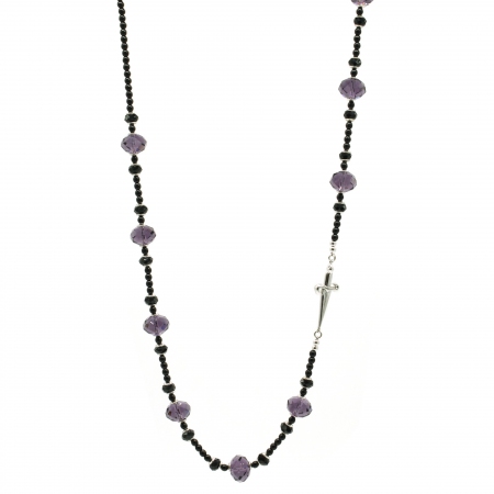 Cesare Paciotti Jewels necklace with black pearls and purple stones