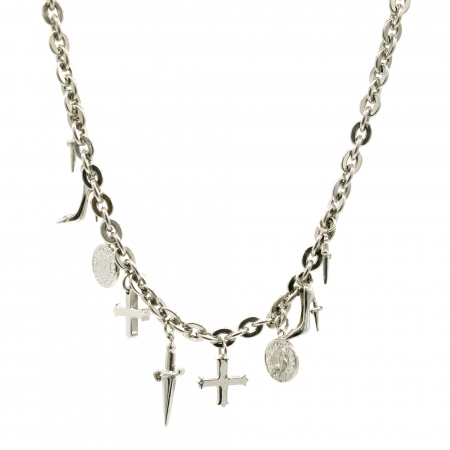 Cesare Paciotti Jewels necklace in silver chain with pendant charms