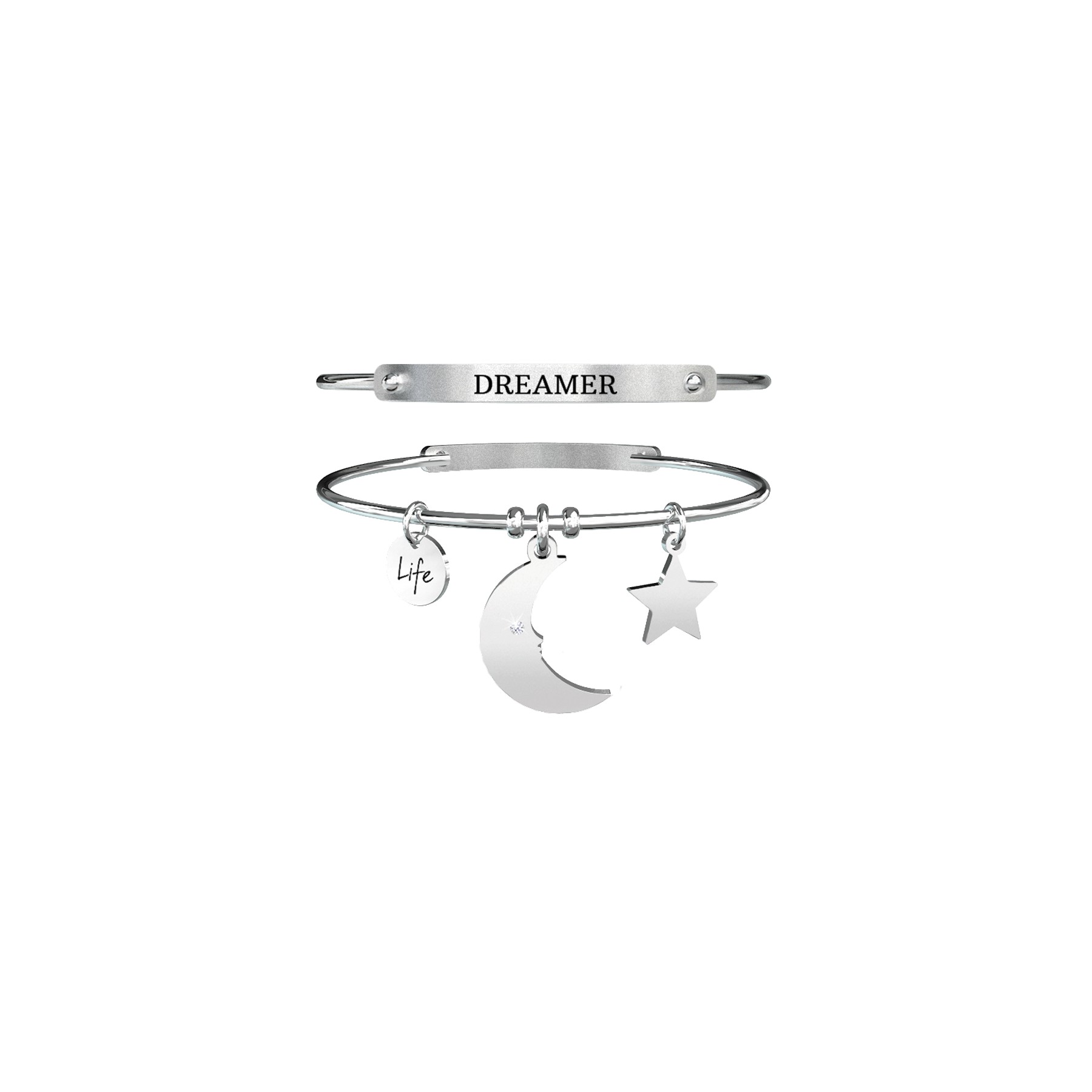 Bracciale Kidult in acciaio con simbolo a forma di luna - sogni