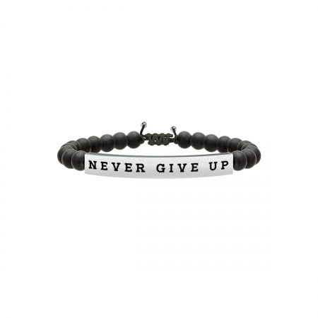 Kidult bracelet in onyx and steel - never give up
