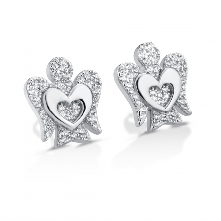 Silver Roberto Giannotti earrings in the shape of an angel with a heart
