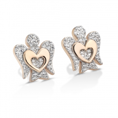 Earrings Roberto Giannotti in rosé silver in the shape of an angel with a heart