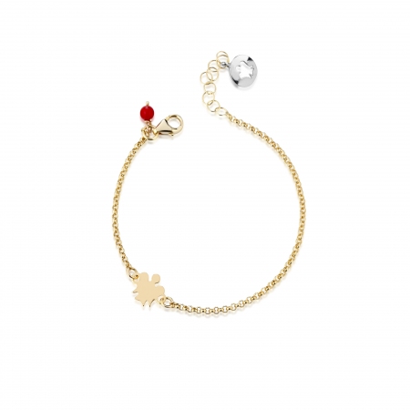 Yellow gold Roberto Giannotti bracelet with angel and coral