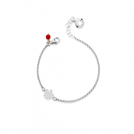 White gold Roberto Giannotti bracelet with angel and coral