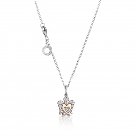 Silver Roberto Giannotti necklace with rosé angel with zircons