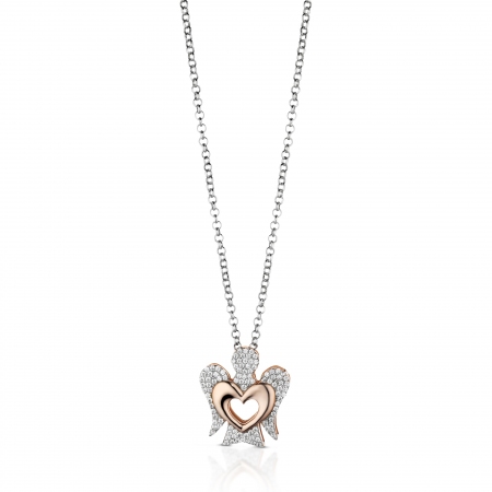 Roberto Giannotti necklace with angel with rosé heart and zircons