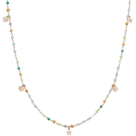 Nomination necklace with colored stones and pendants