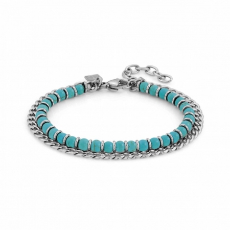 Nomination bracelet with veined turquoise and steel chain