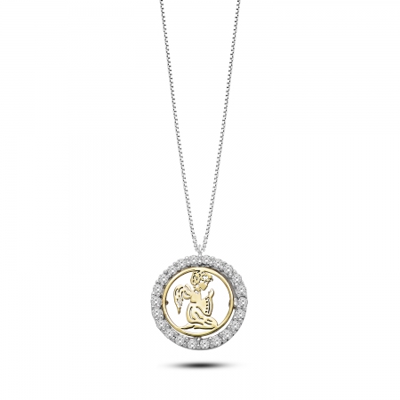 Ambrosia necklace in white gold with angel pendant with zircons