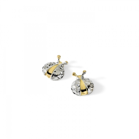 Ambrosia earrings in two-tone gold in the shape of a ladybug