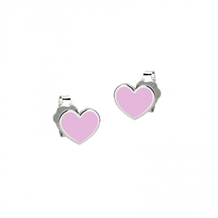 Pink enamelled heart-shaped Nanan earrings