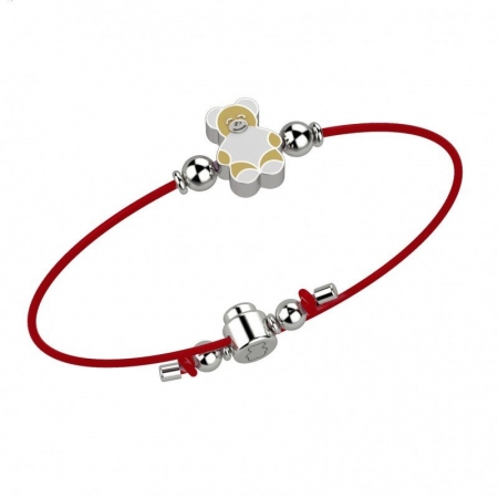 Nanan bracelet with red cord and enamelled bear