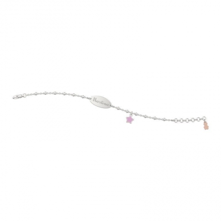 Nanan bracelet with customizable plate and pink pendant star