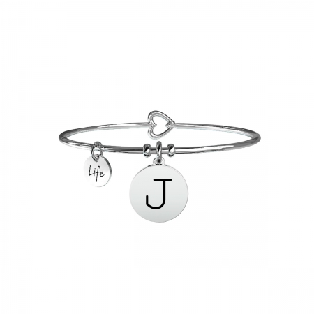 steel Kidult bracelet with initial pendant J