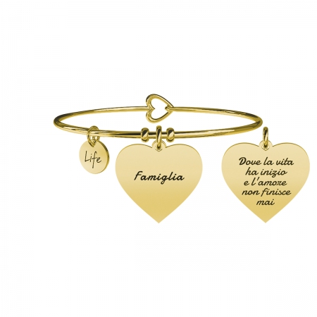 Kidult bracelet in gilded steel with heart - family
