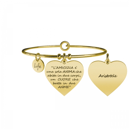 Golden steel Kidult bracelet with heart on friendship
