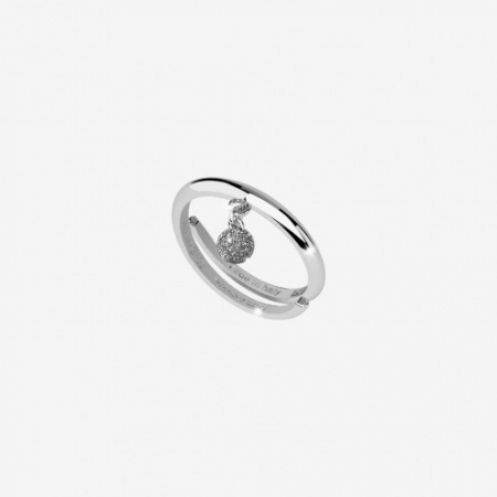 Silver Rebecca ring with micro diamond-coated sphere
