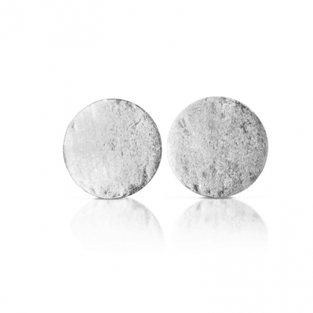 Satin effect silver disc Kemira earrings