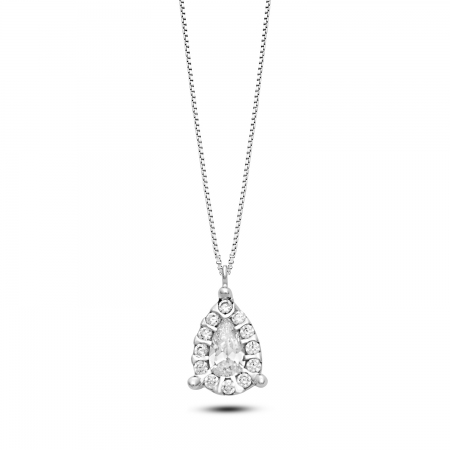 Ambrosia necklace in white gold with compound drop light point