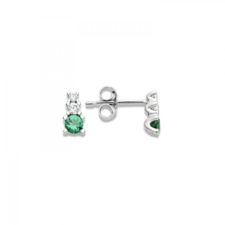 Ambrosia trilogy gold earrings with white and green zircons