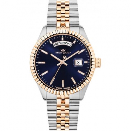 Philip Watch Caribe men's watch in two-tone steel with blue dial