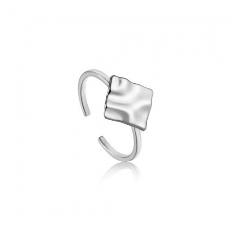 Ania Haie ring with central in the shape of a hammered rectangle