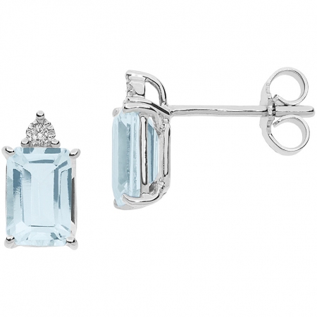 Comete earrings in white gold with rectangular aquamarine