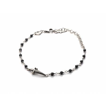 Cesare Paciotti bracelet with faceted gray hematite and sword