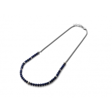 4us Cesare Paciotti steel necklace with blue spheres