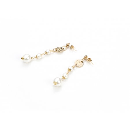 Cesare Paciotti earrings in gilded steel with white pearls