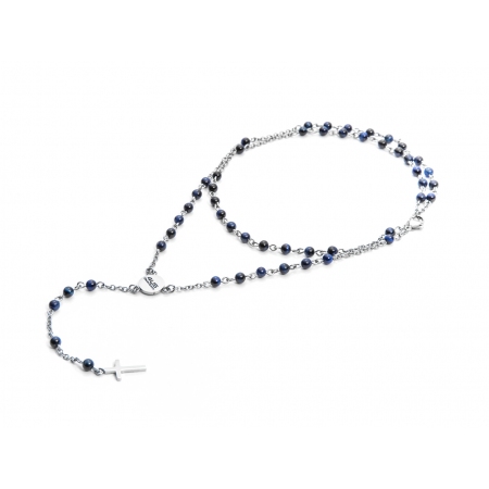 Collana Cesare Paciotti 4us in acciaio con sfere blu modello rosario