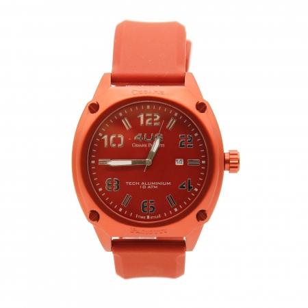 Red silicone Cesare Paciotti 4us watch with steel case