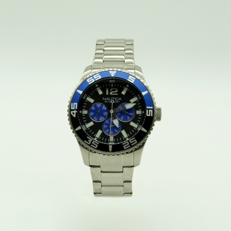 Nautica steel watch with blue and black ring