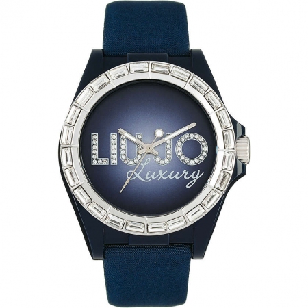 Liu Jo watch with blue satin strap and baguette