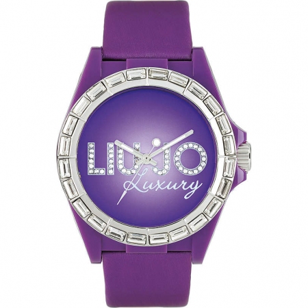Liu Jo watch with purple satin strap and baguette