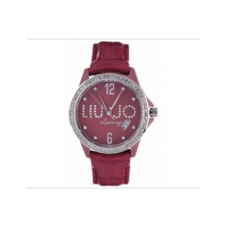 Liu Jo watch with hammered shiny leather strap mauve color