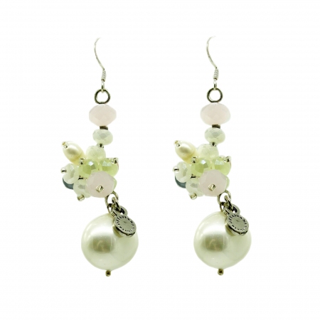 Earrings Ottaviani pendants with pearls and colored semi-precious stones