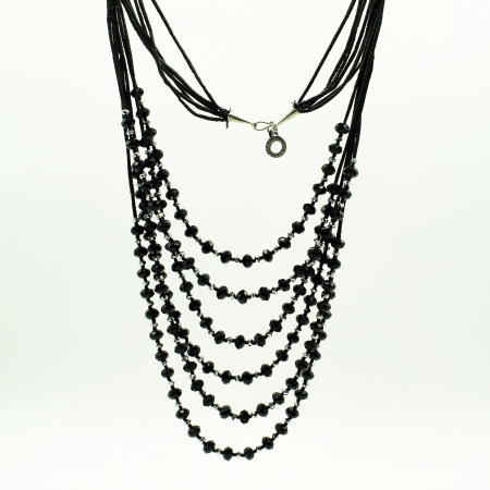 Multi-wire Ottaviani necklace with black stones