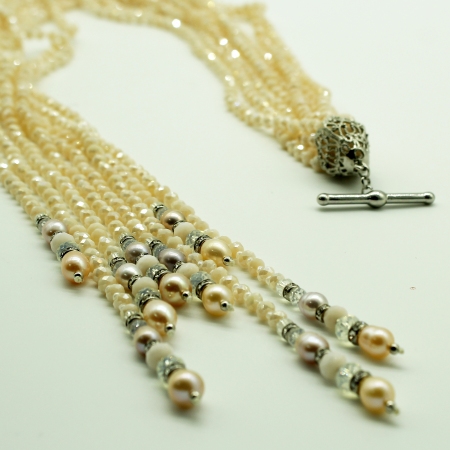 Multiwire Ottaviani necklace with stone and pearl terminals